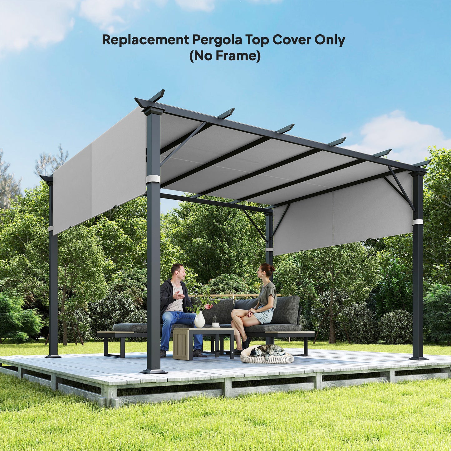 10 ft Fabric Pergola, Light Gray