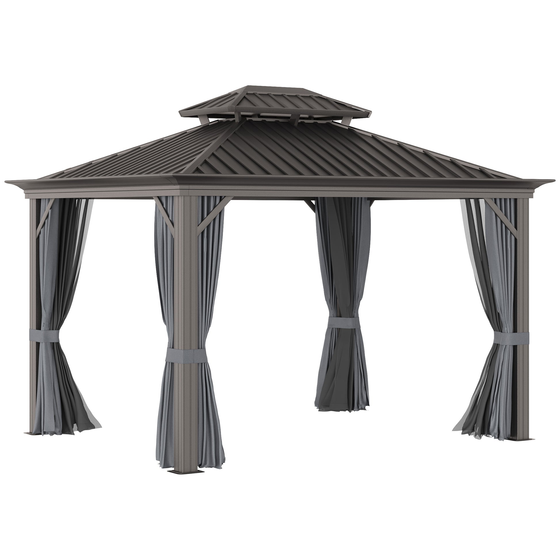10 ft x 12 ft Aluminum Gazebo, Gray