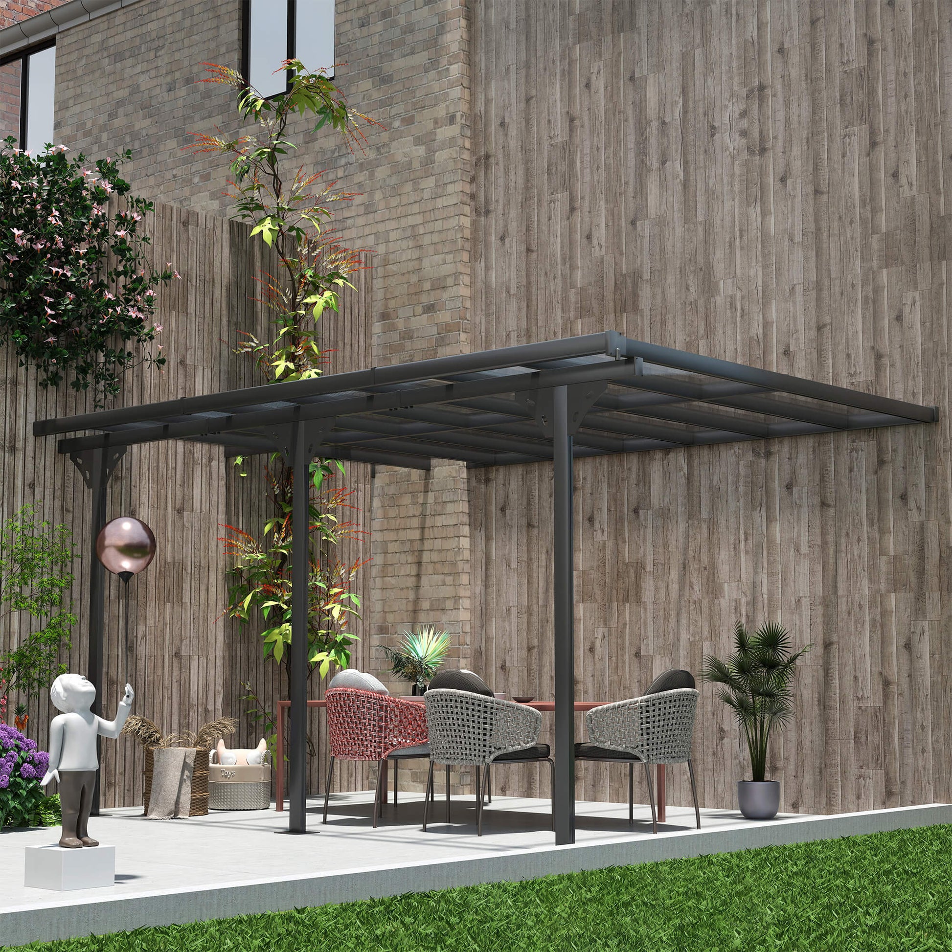 14.5 ft x 10 ft Aluminum Pergola, Gray