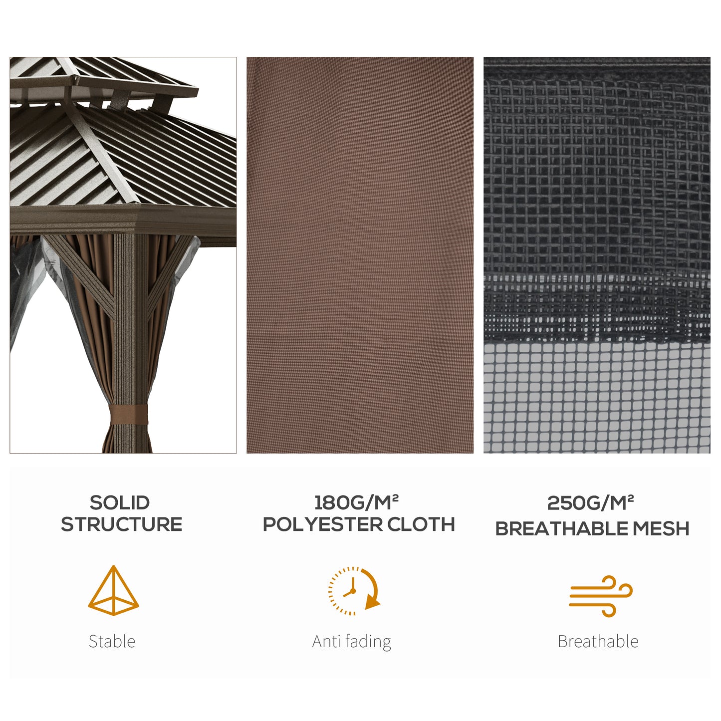 12 ft x 12 ft Aluminum Gazebo, Brown