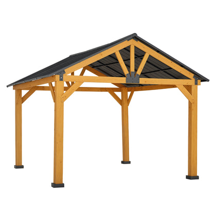 11 ft x 13 ft Metal Gazebo, Natural, Black