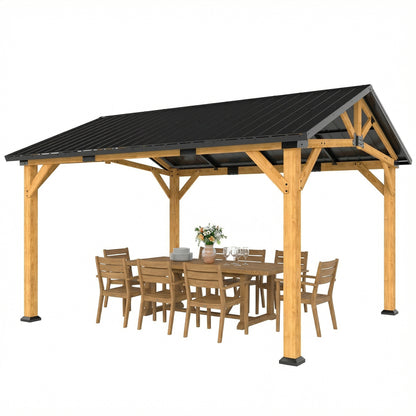 13 ft x 11 ft Metal Gazebo, Black