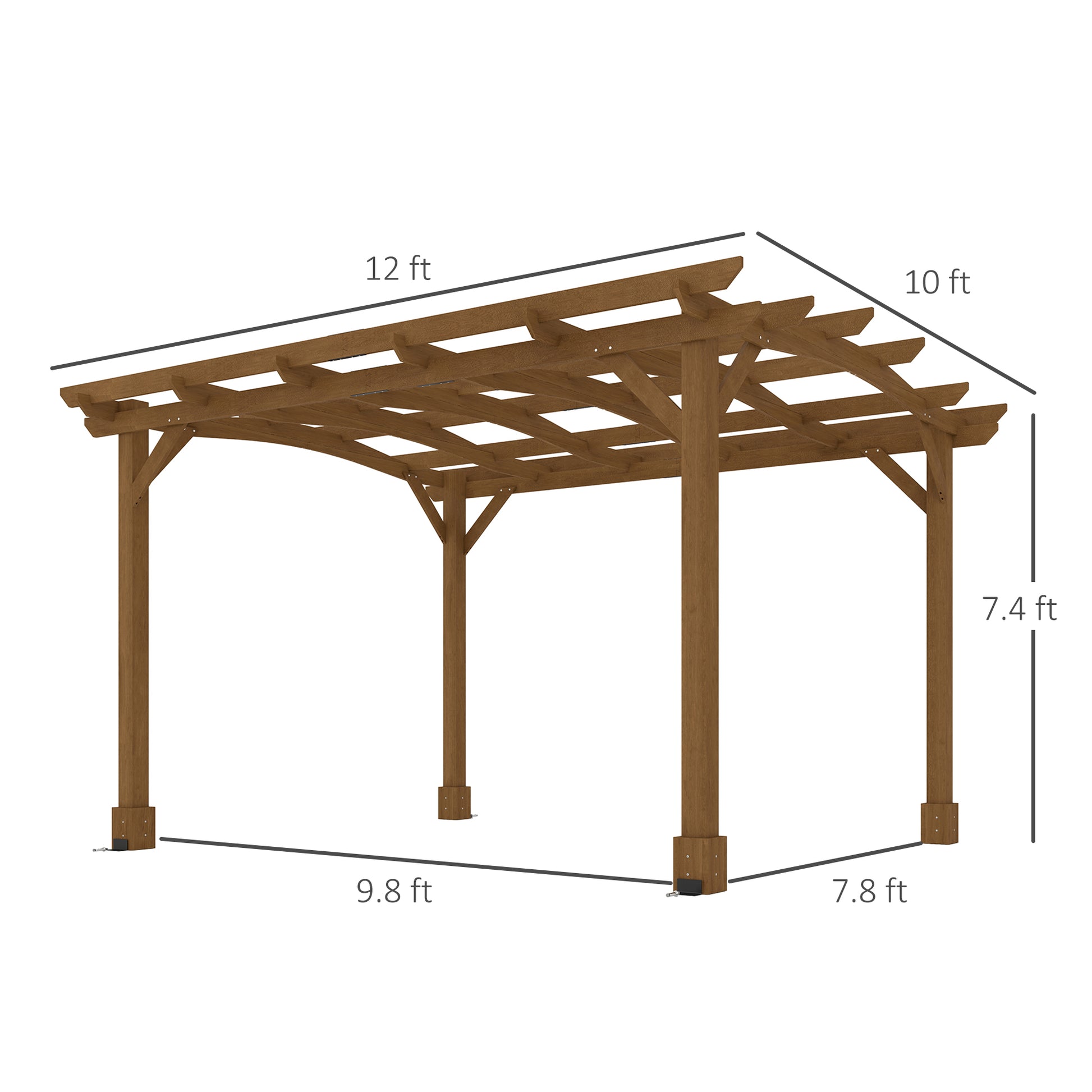 10 ft x 12 ft Wood Gazebo, Dark Brown