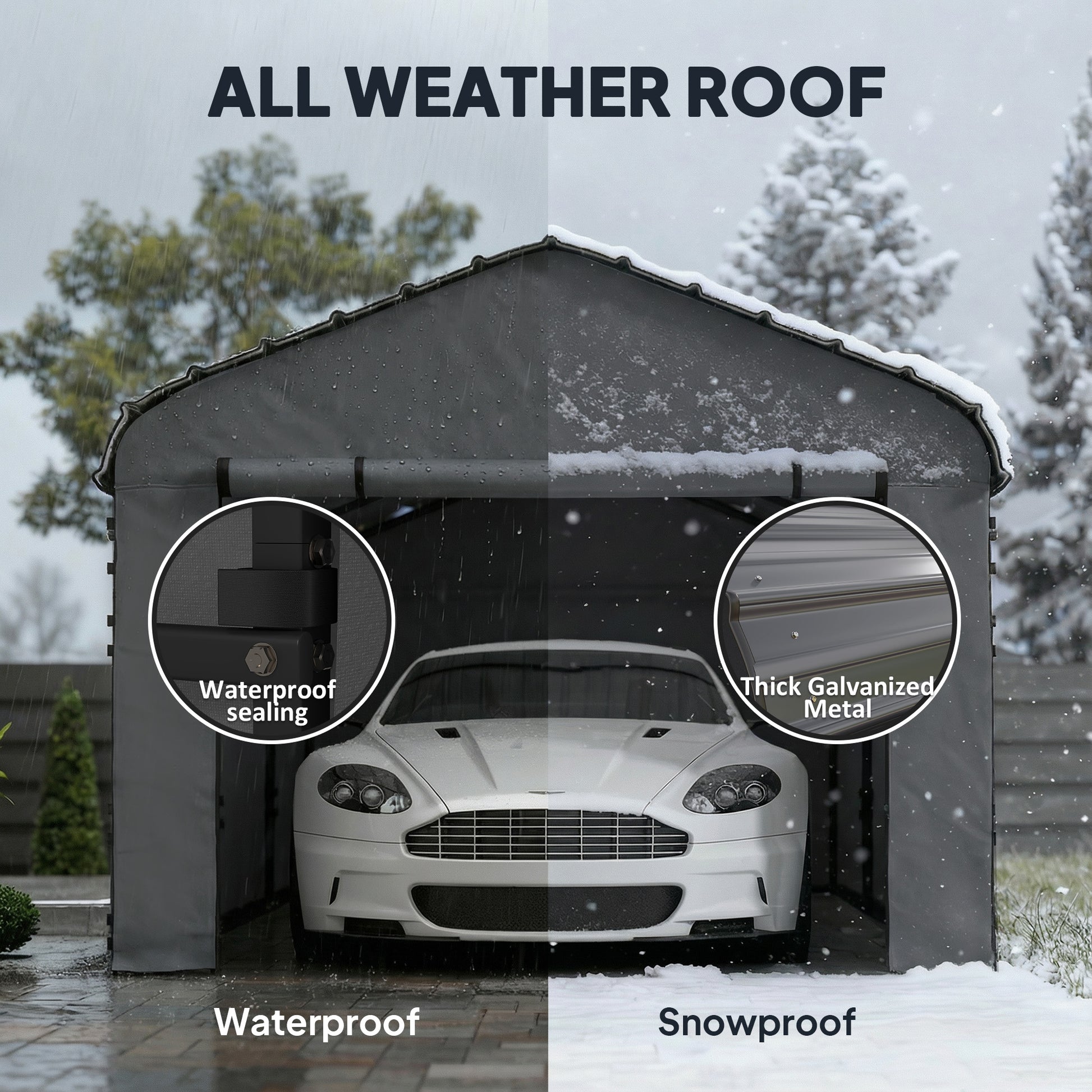 10 ft x 15 ft Plastic Carport, Dark Gray