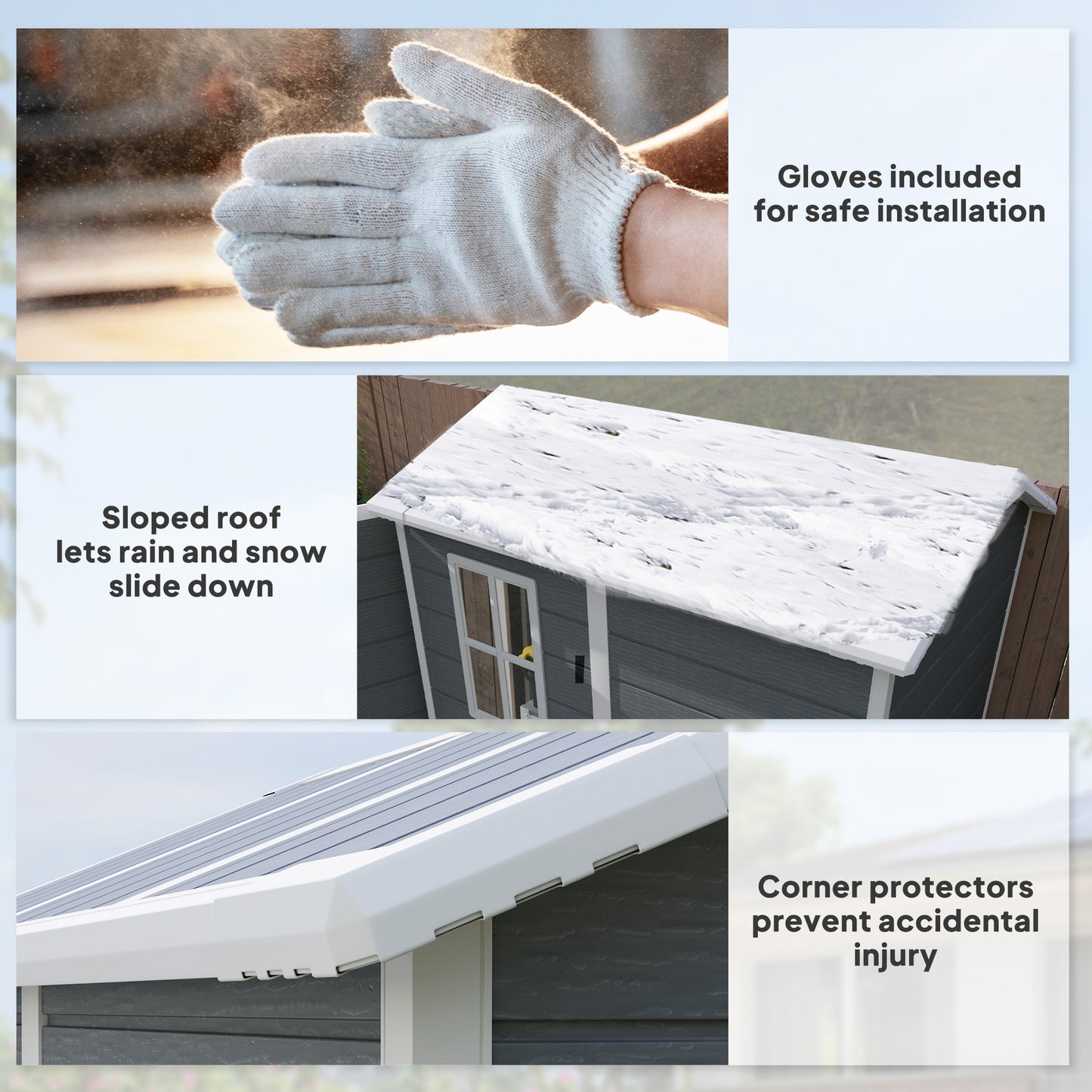 6 ft x 4 ft Plastic Storage Shed with Floor, Gray