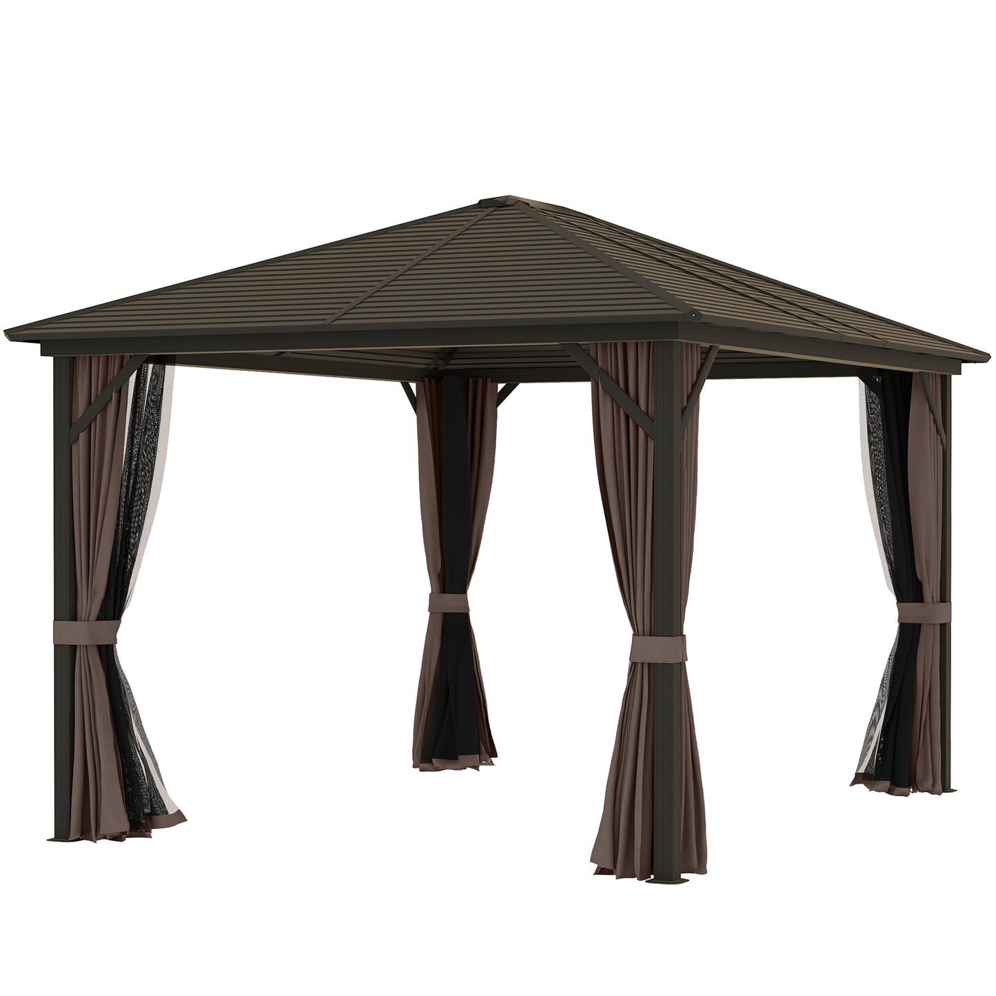 10 ft x 12 ft Aluminum Gazebo, Coffee