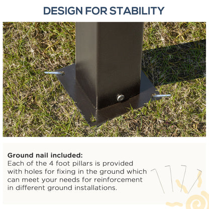 10 ft x 12 ft Metal Gazebo with Adjustable Height, Dark Brown