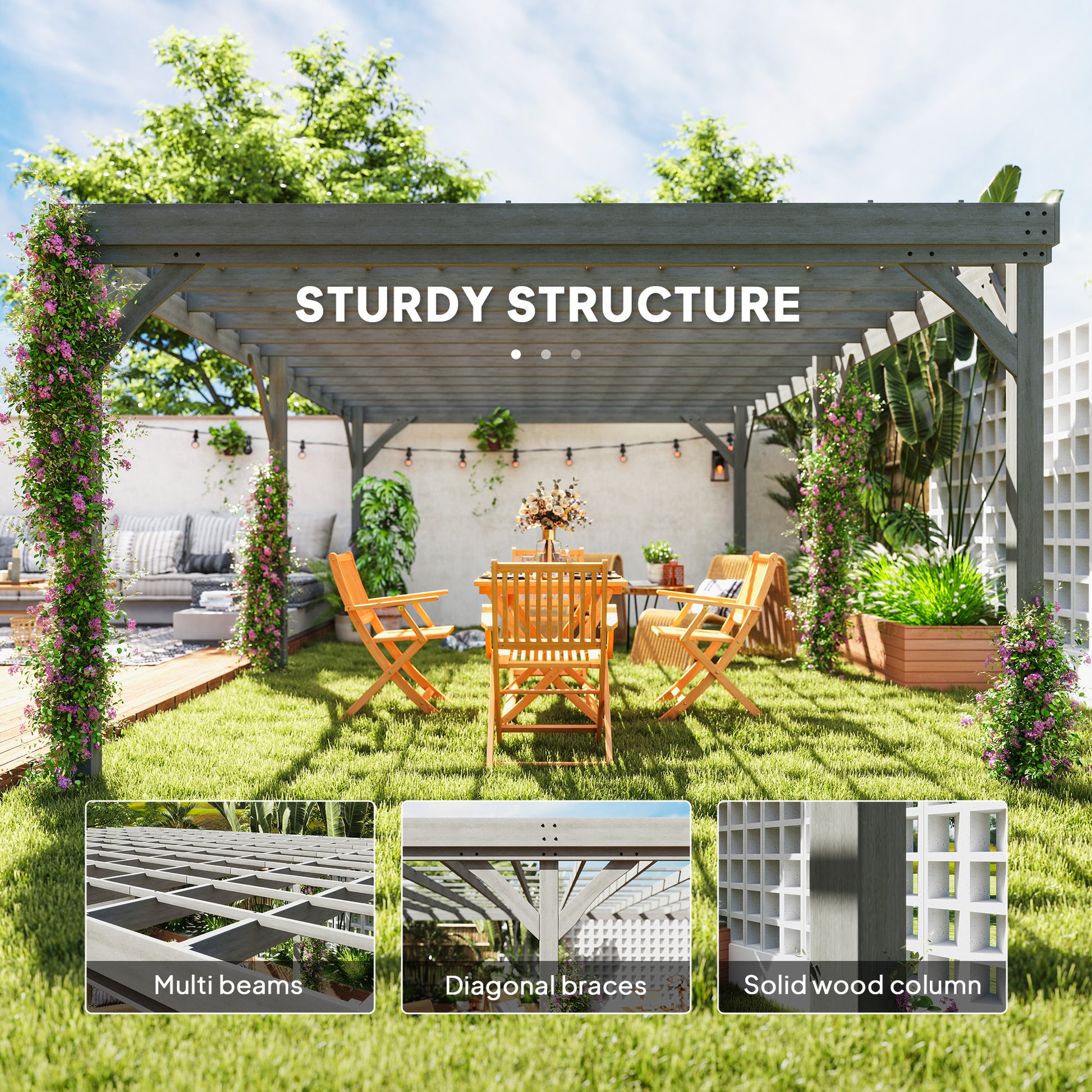 12 ft x 20 ft Wood Gazebo, Gray