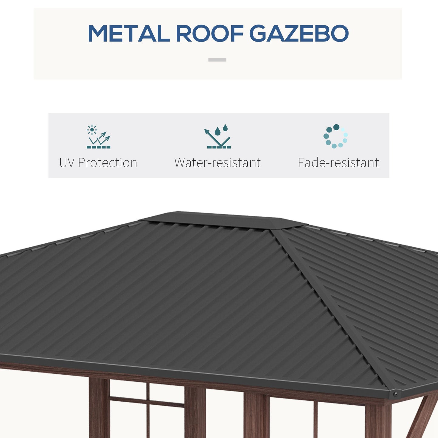 10 ft x 12 ft Metal Gazebo, Brown And Gray