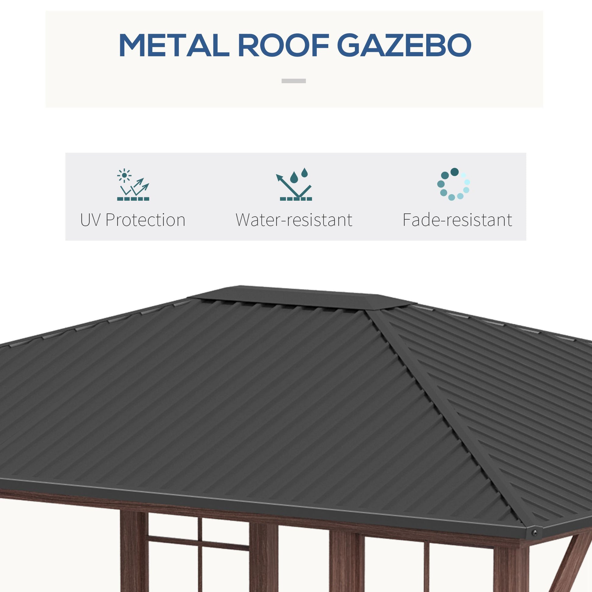 10 ft x 12 ft Metal Gazebo, Brown And Gray