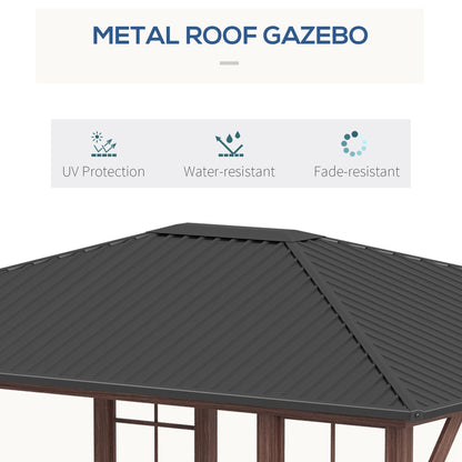 10 ft x 12 ft Metal Gazebo, Brown And Gray