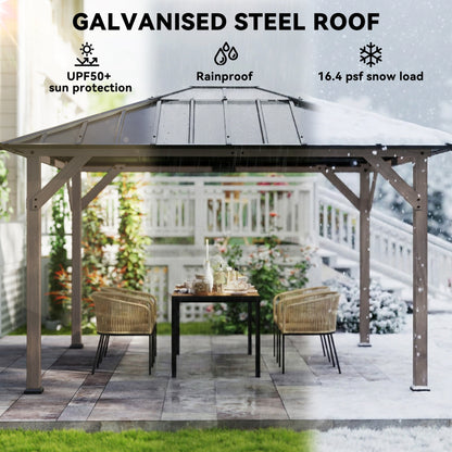 10 ft x 12 ft Aluminum Gazebo, Light Walnut