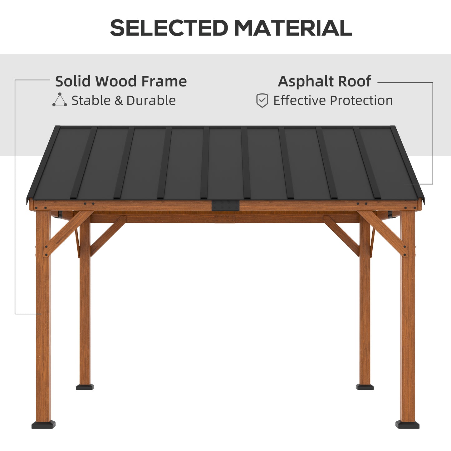 11 ft x 12 ft Wood Gazebo, Brown
