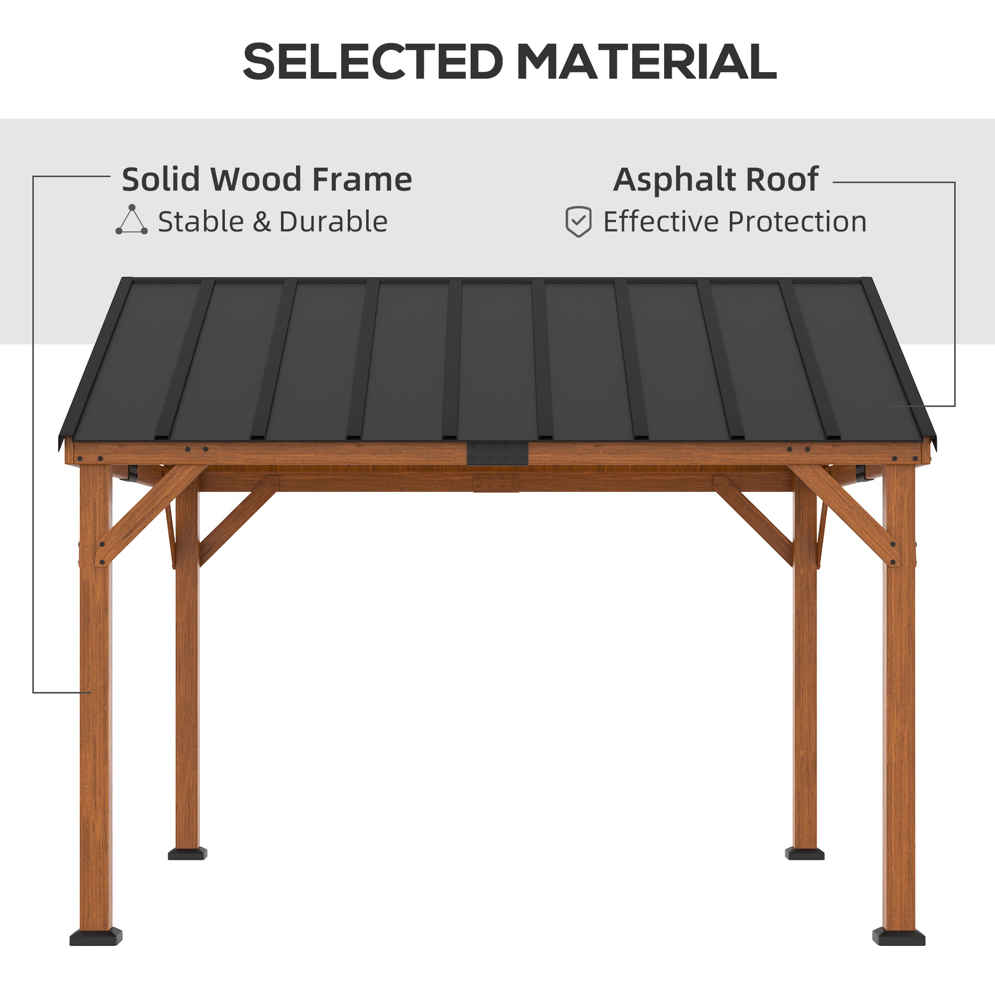 11 ft x 12 ft Wood Gazebo, Brown