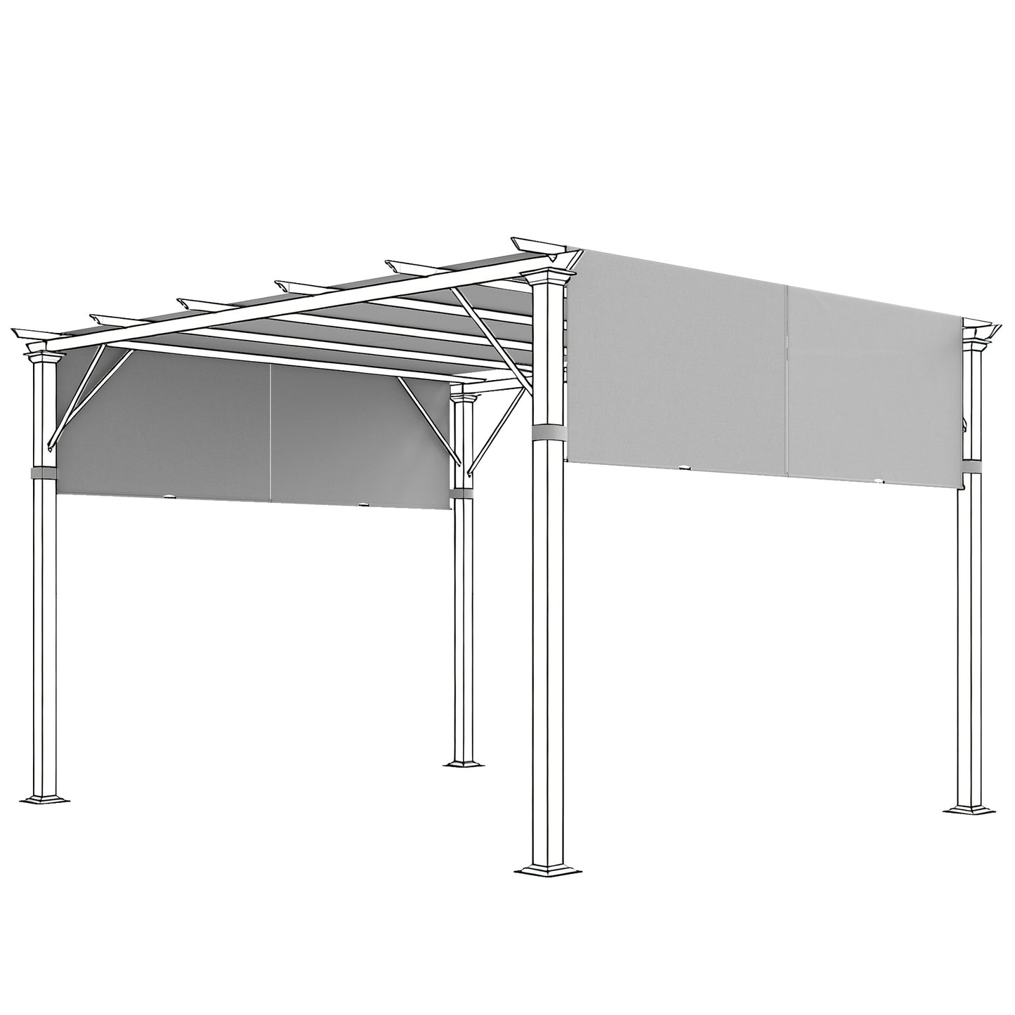 10 ft Fabric Pergola, Light Gray