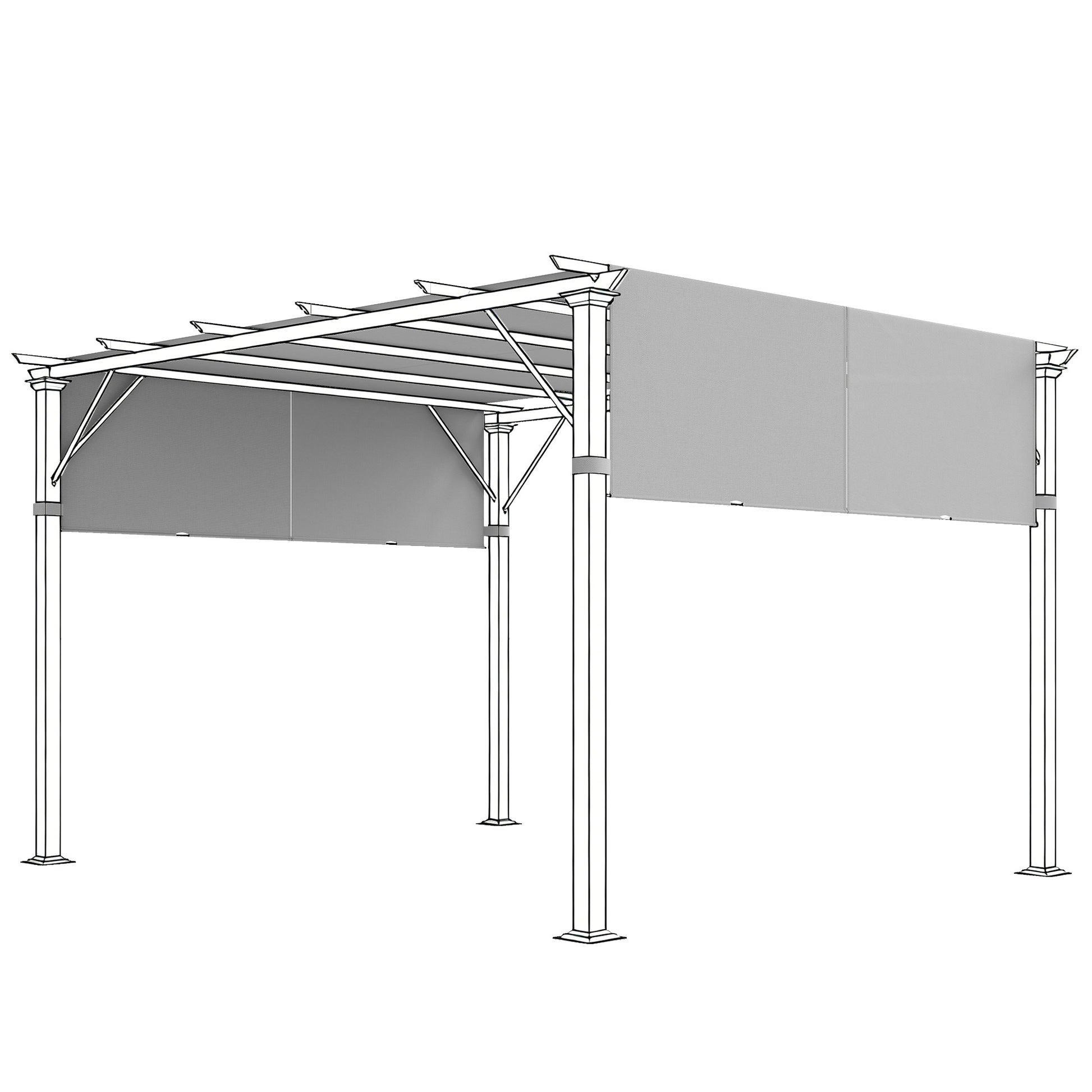 10 ft Fabric Pergola, Light Gray