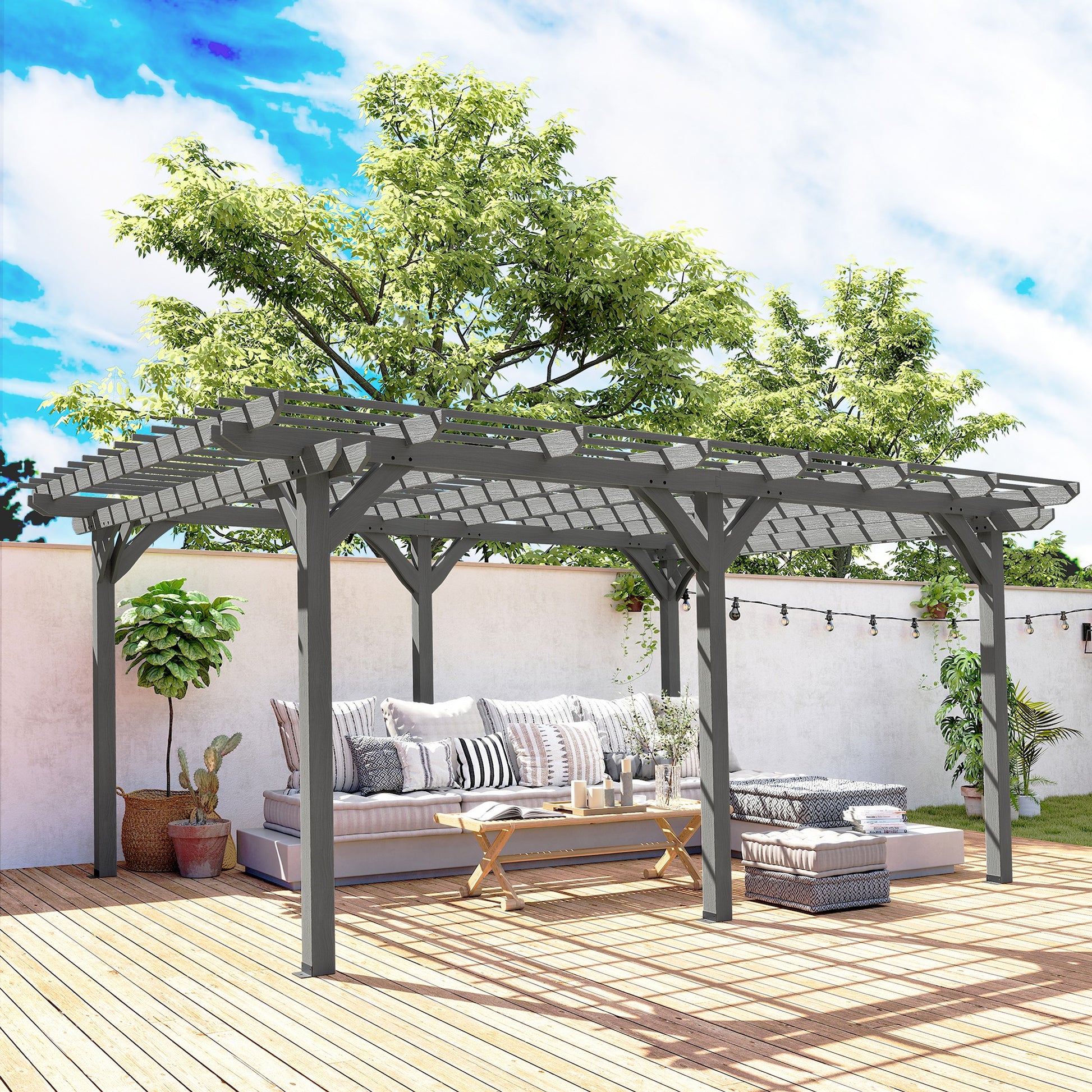 12 ft x 16 ft Wood Gazebo, Gray