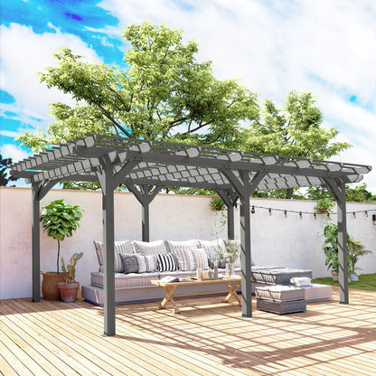 12 ft x 16 ft Wood Gazebo, Gray