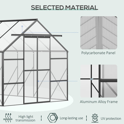 20 ft x 8 ft Polycarbonate Greenhouse with Adjustable Roof Vents, Clear