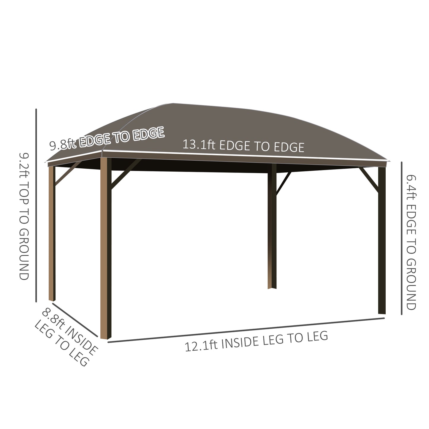 10 ft x 13 ft Aluminum Gazebo, Gray