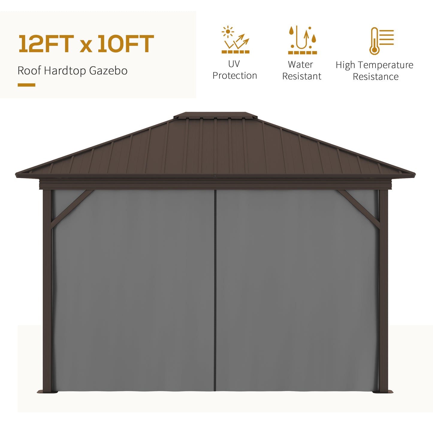 10 ft x 12 ft Aluminum Gazebo, Gray