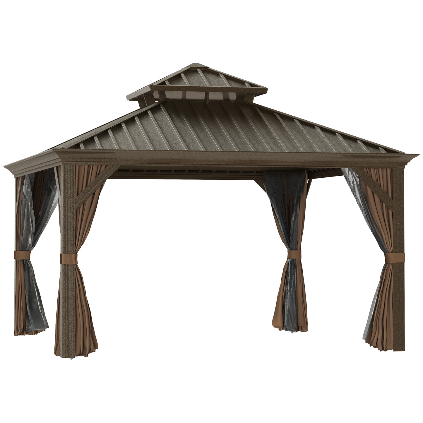 12 ft x 12 ft Aluminum Gazebo, Brown