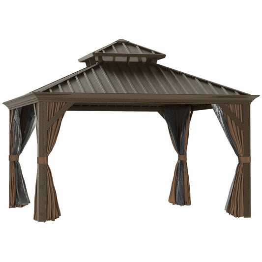 12 ft x 12 ft Aluminum Gazebo, Brown