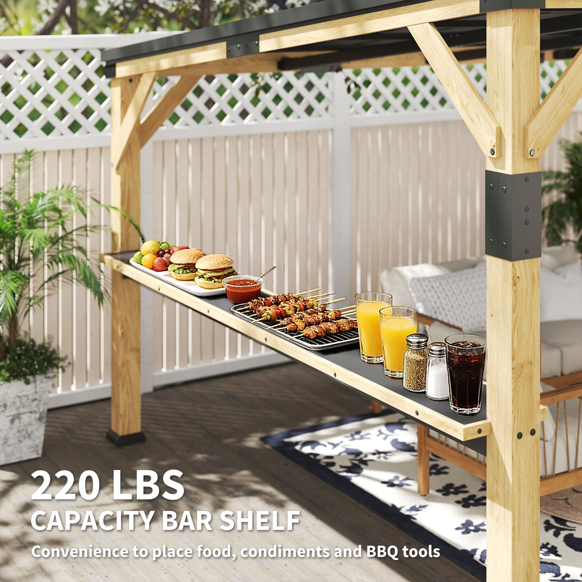 10 ft x 14 ft Metal Gazebo with Shelves, Natural