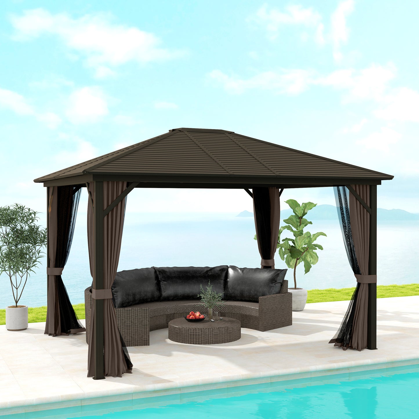 10 ft x 12 ft Aluminum Gazebo, Coffee