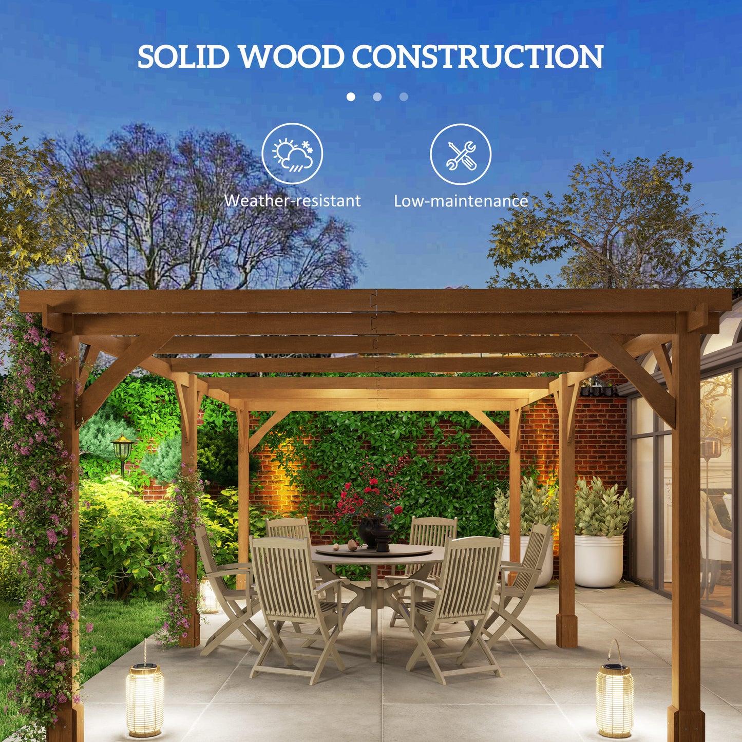 20 ft x 10 ft Wood Gazebo, Dark Brown