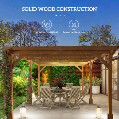 20 ft x 10 ft Wood Gazebo, Dark Brown