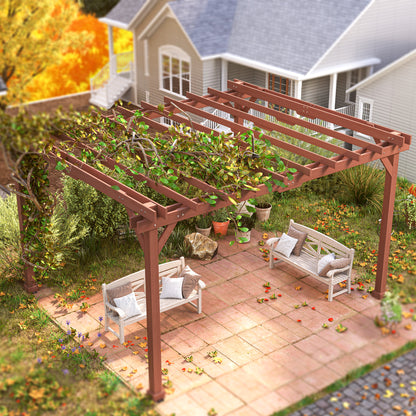 11 ft x 12.5 ft Wood Pergola, Brown