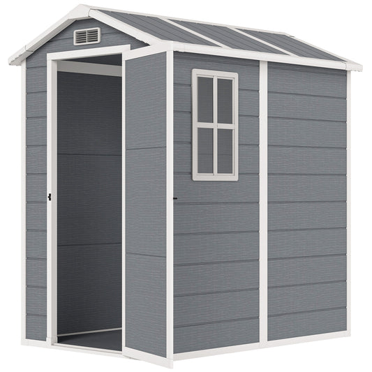 6 ft x 4 ft Plastic Storage Shed with Floor, Gray