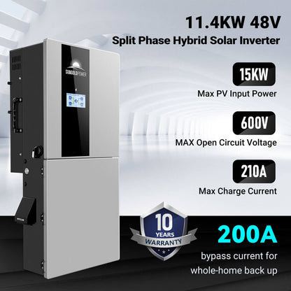 11.4kW 48V Split-Phase Hybrid Solar Kit – 30.72kWh Lithium Battery image 2