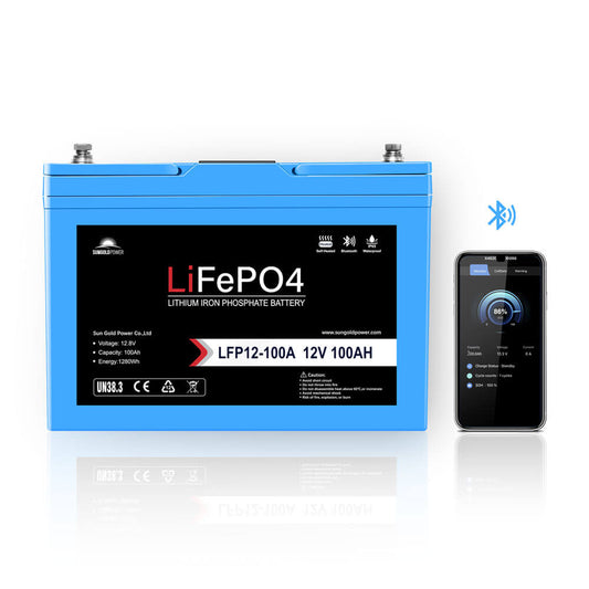 12V 100Ah LiFePO4 Deep-Cycle Battery – Bluetooth, Self-Heating & IP65 image 1