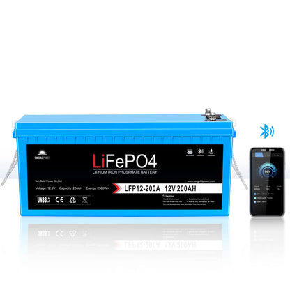 12V 200Ah LiFePO4 Deep-Cycle Battery – Bluetooth, Self-Heating & IP65 image 1