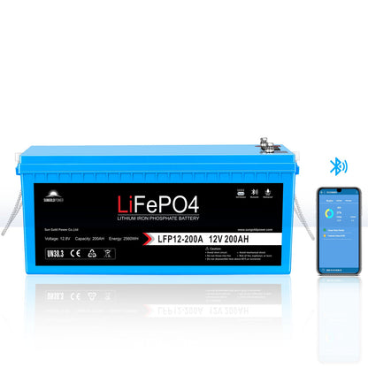 12V 200Ah LiFePO4 Deep-Cycle Battery – Bluetooth, Self-Heating & IP65 image 2