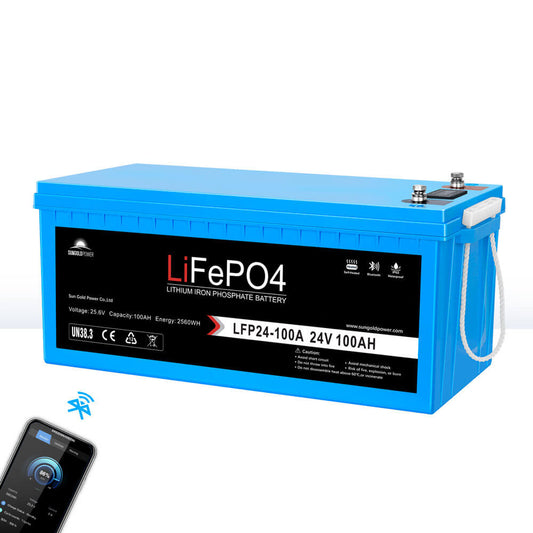 24V 100Ah LiFePO4 Deep-Cycle Battery – Bluetooth, Self-Heating & IP65 image 1