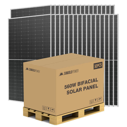 560W Bifacial N-Type Solar Panel Full Pallet (32 Panels) image 1