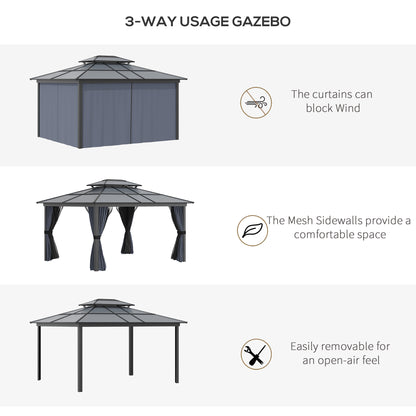 10 ft x 12 ft Aluminum Gazebo with Adjustable Height, Black
