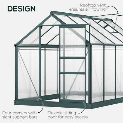 6 ft x 10 ft Polycarbonate Greenhouse with Roof Vent, Dark Green