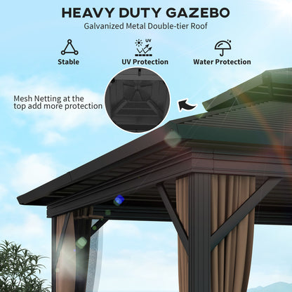 10 ft x 10 ft Aluminum Gazebo, Dark Brown