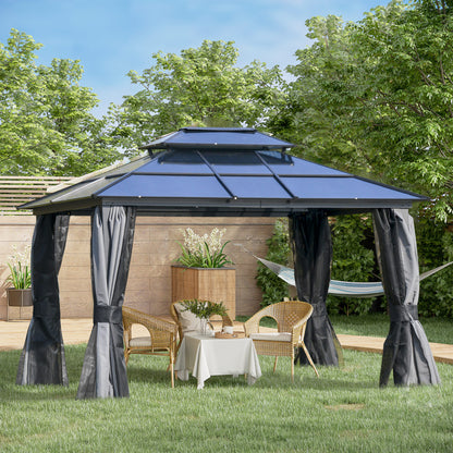 10 ft x 12 ft Aluminum Gazebo with Adjustable Height, Light Gray