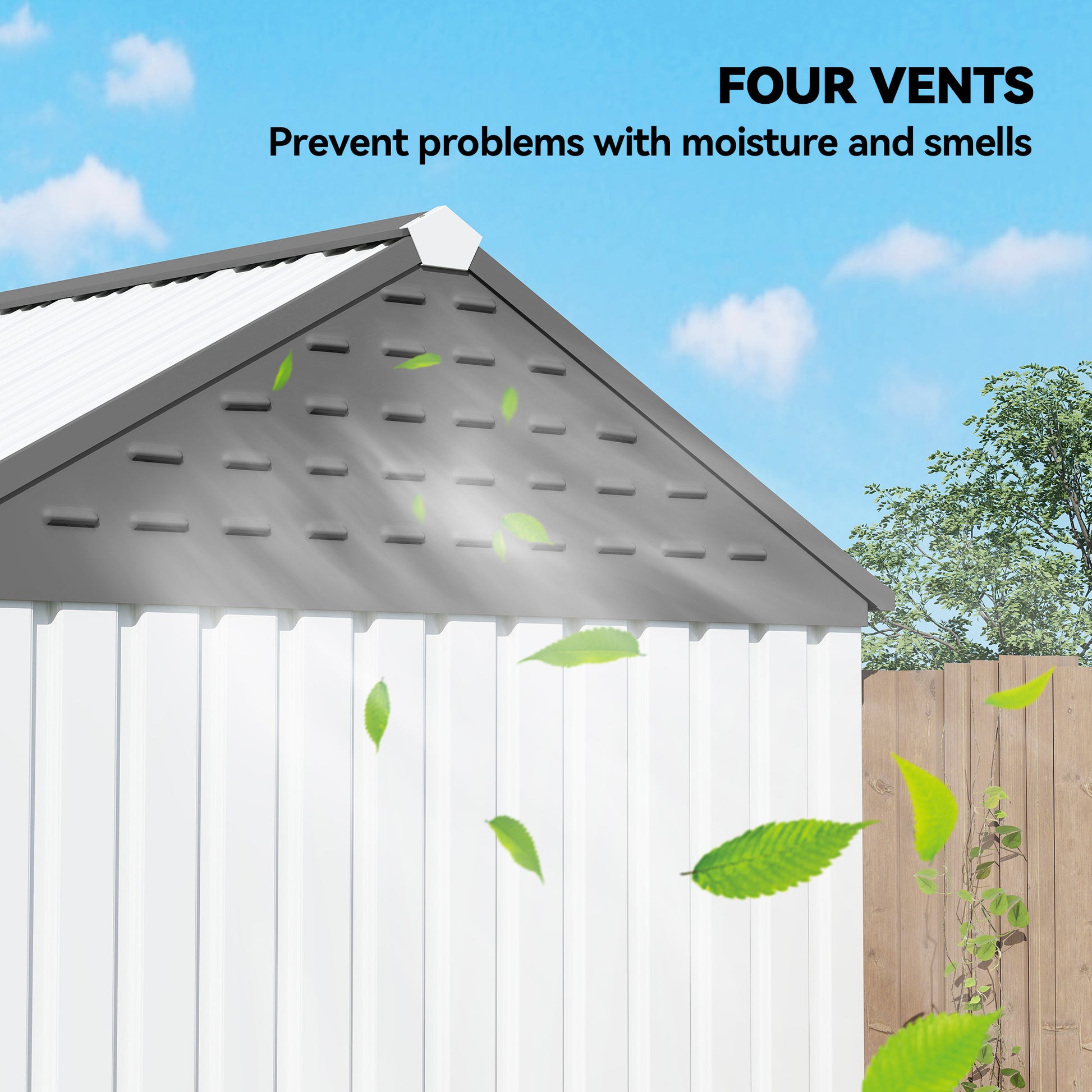 8 ft x 6 ft Metal Storage Shed with Floor, White