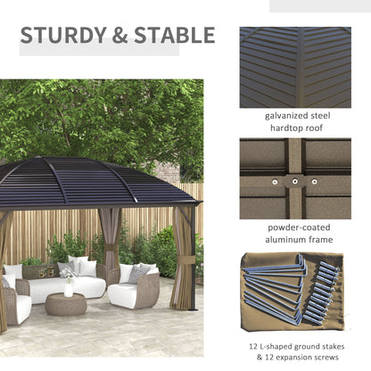 10 ft x 14 ft Aluminum Gazebo, Brown