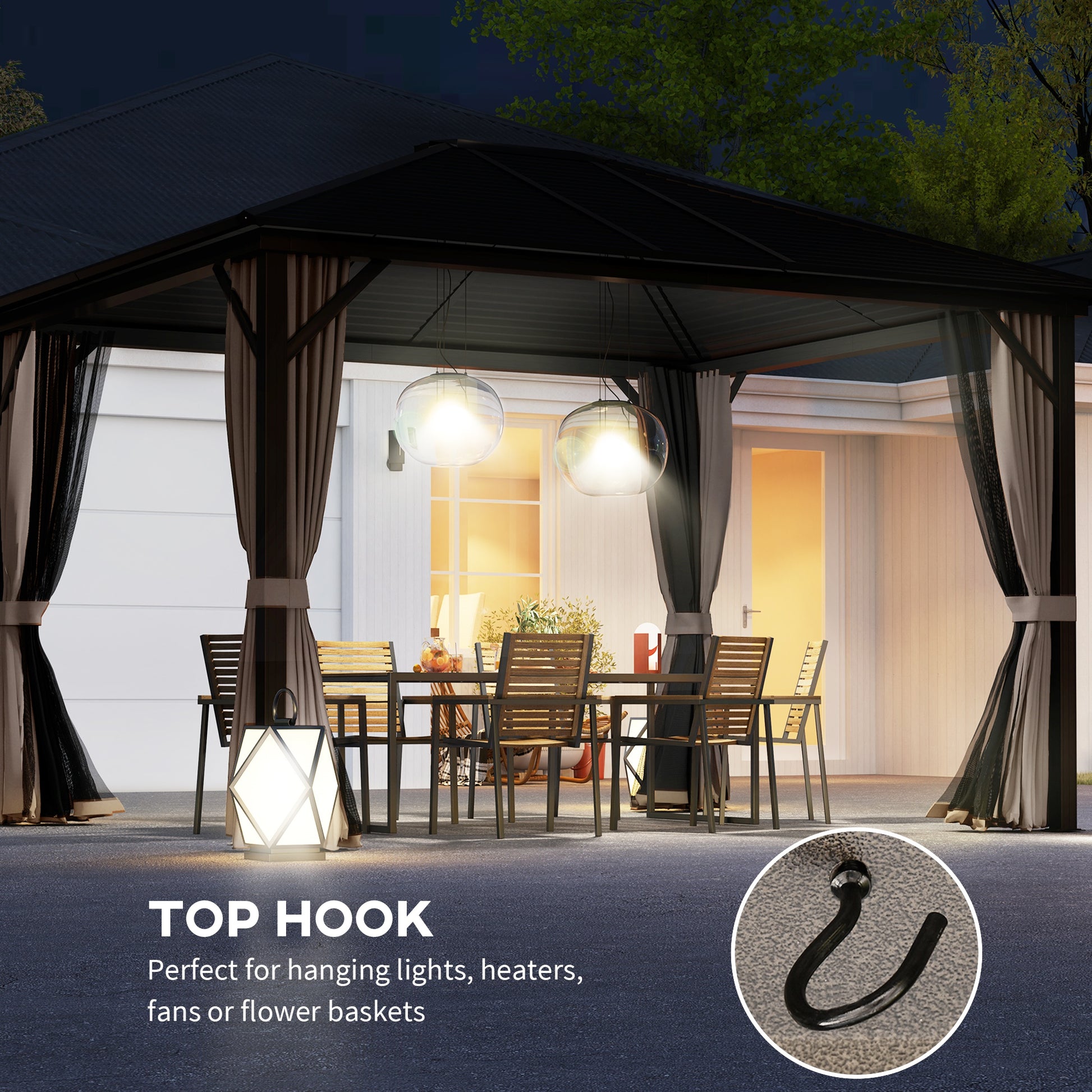 10 ft x 12 ft Aluminum Gazebo, Coffee