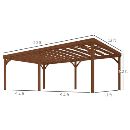 12 ft x 20 ft Wood Gazebo, Brown