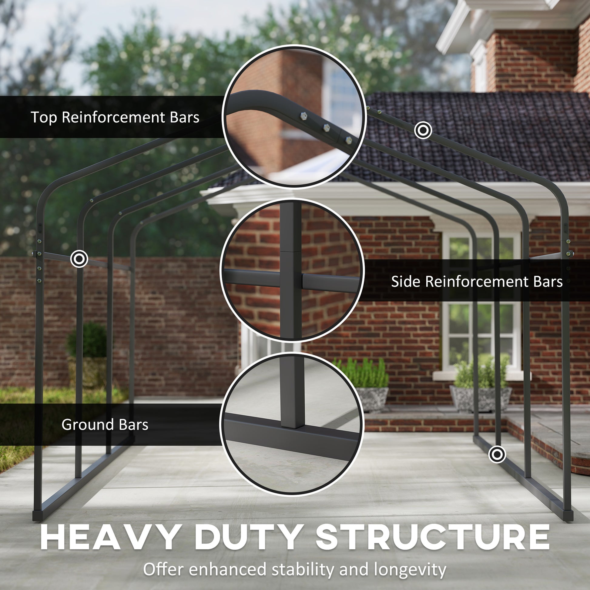 10 ft x 15 ft Plastic Carport, Dark Gray