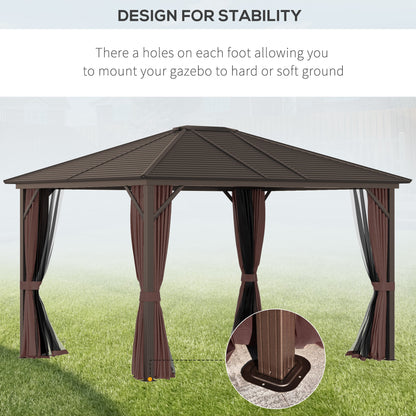 10 ft x 12 ft Aluminum Gazebo, Brown