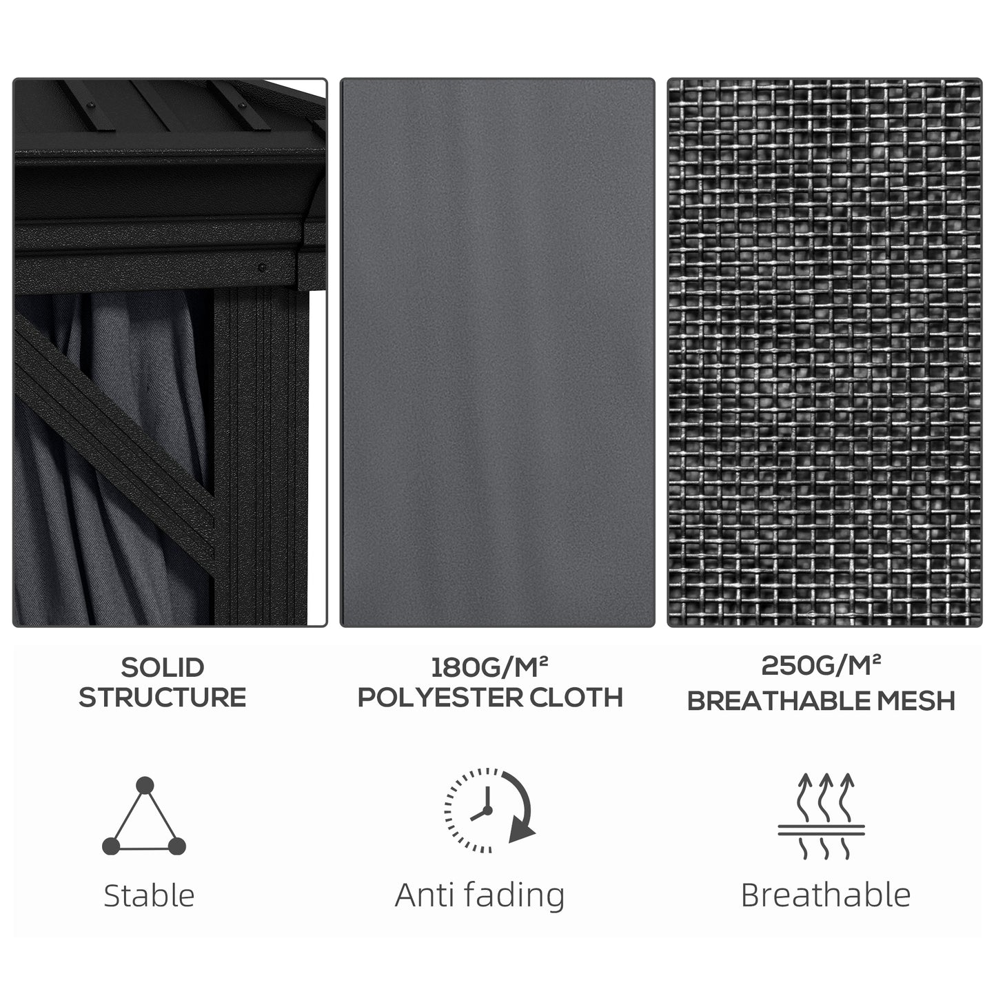 10 ft x 12 ft Aluminum Gazebo, Dark Gray